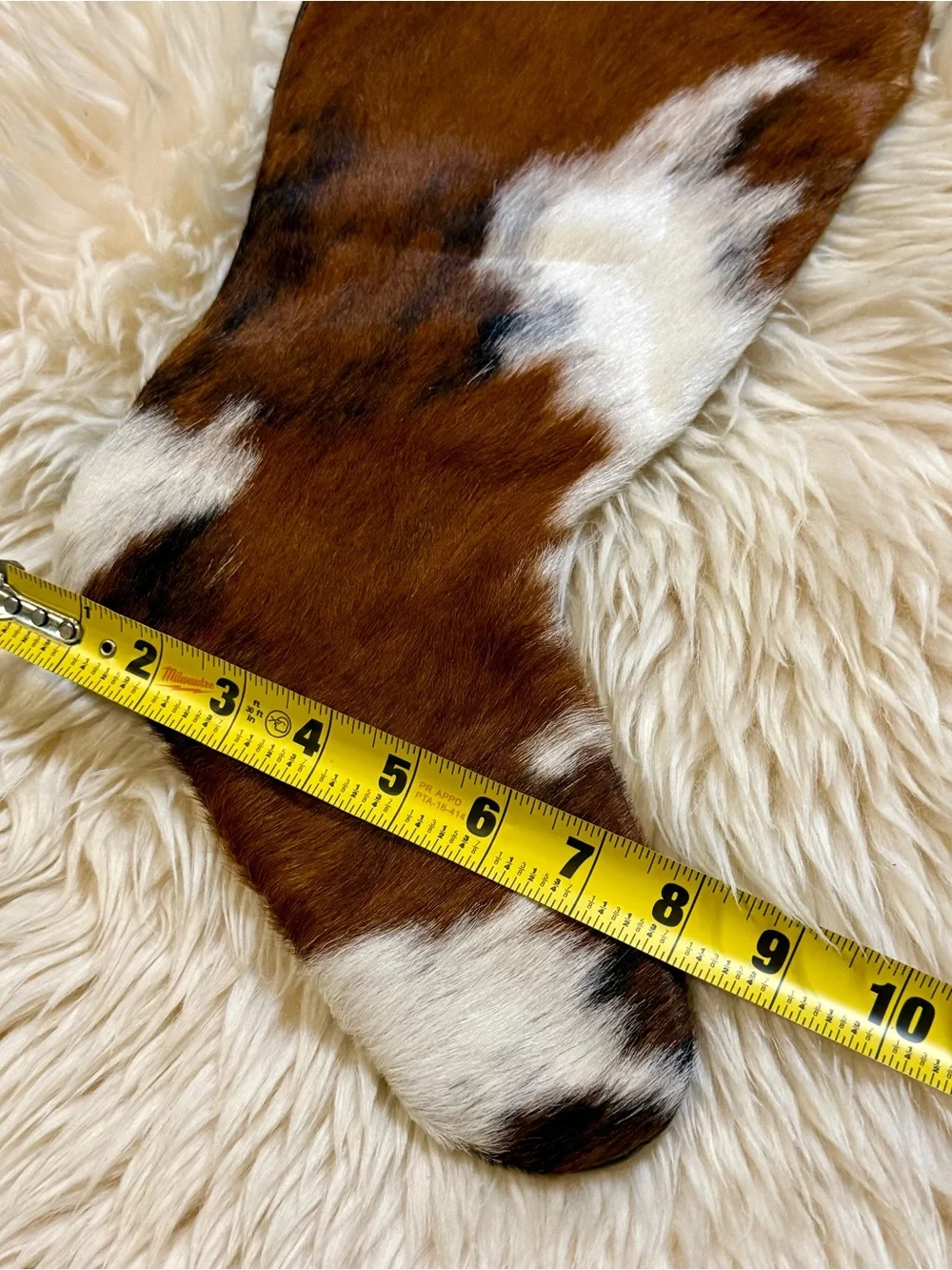 Personalized Branded BRAD Cowhide Leather Christmas Stocking - Brown & White